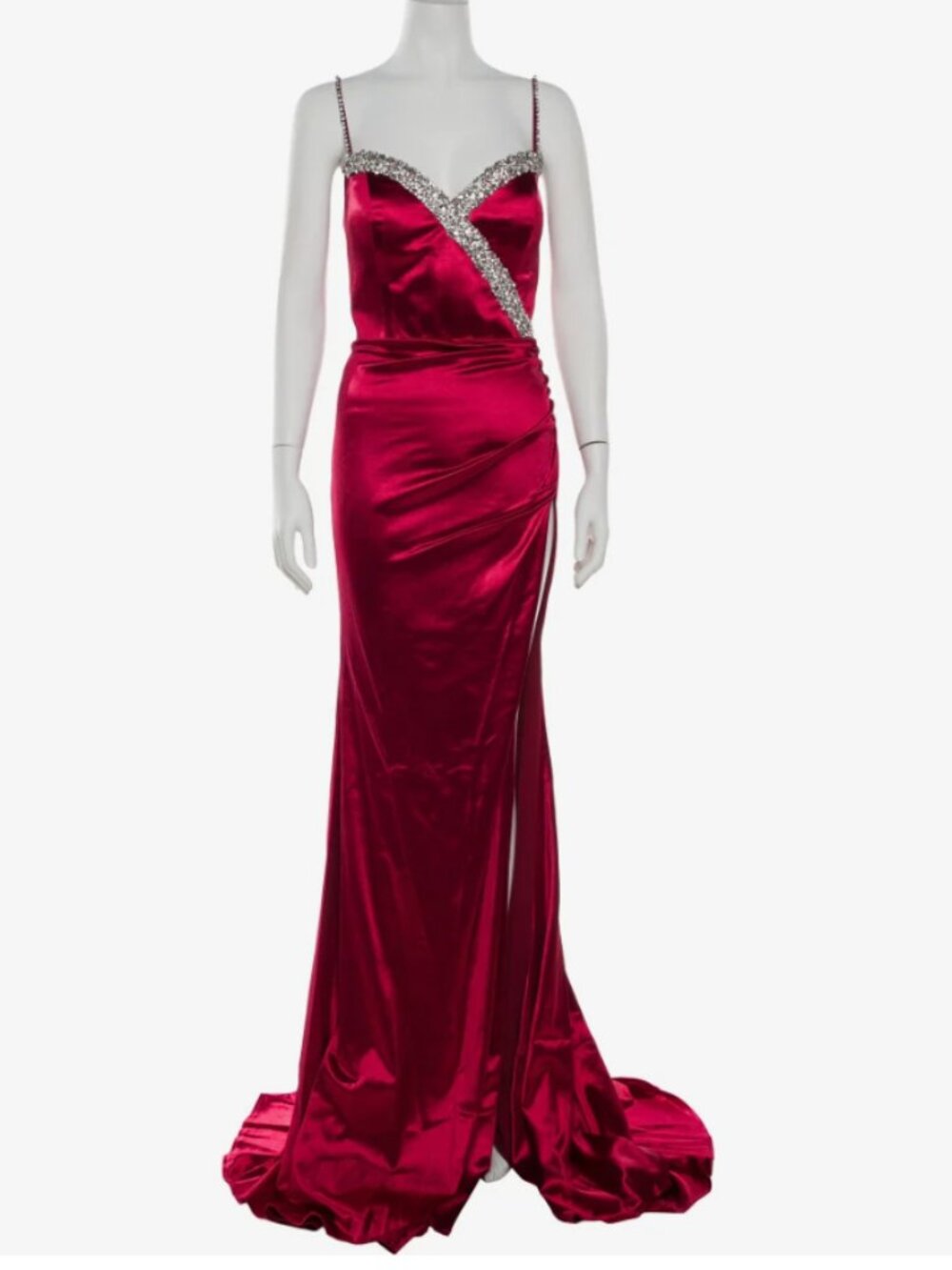 NEW Portia and Scarlett long pageant slit red sequin silver 10 large sleeveless